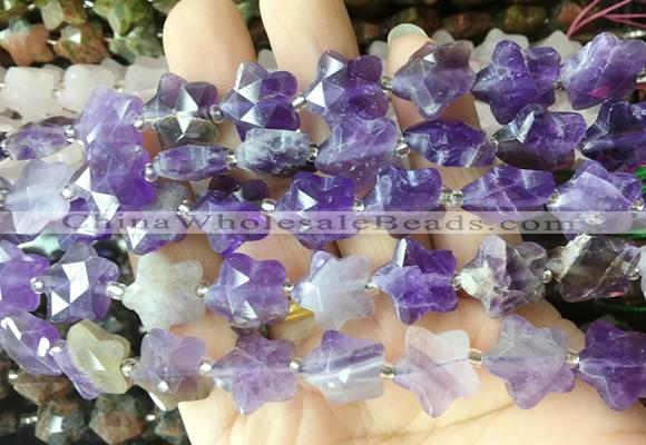 RGBS51 15 inches 14mm faceted star amethyst beads wholesale