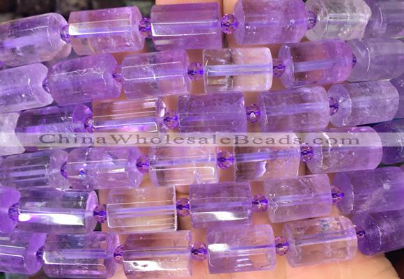 TBBS104 15 inches 10*14mm faceted tube amethyst gemstone beads