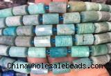 TBBS93 15 inches 10*14mm faceted tube amazonite gemstone beads