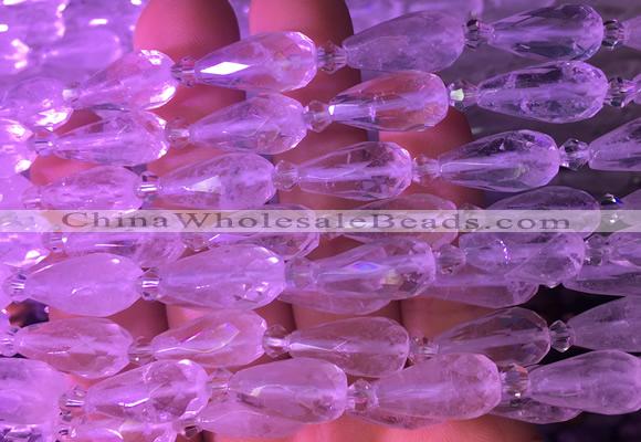 TRBS03 15 inches 8*16mm faceted teardrop white crystal gemstone beads