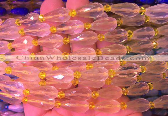 TRBS05 15 inches 8*16mm faceted teardrop lemon quartz gemstone beads