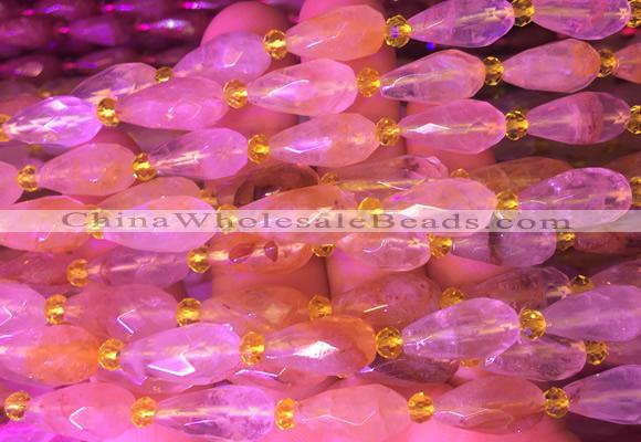 TRBS08 15 inches 8*16mm faceted teardrop yellow gum flower gemstone beads