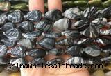 TRBS30 15 inches 13*18mm flat teardrop black net jasper gemstone beads