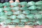 TRBS57 15 inches 11*22mm - 12*25mm faceted teardrop green strawberry quartz beads