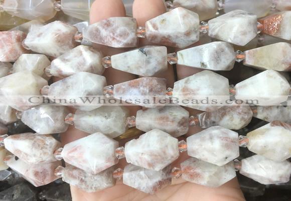 TRBS64 15 inches 11*22mm - 12*25mm faceted teardrop sunstone beads