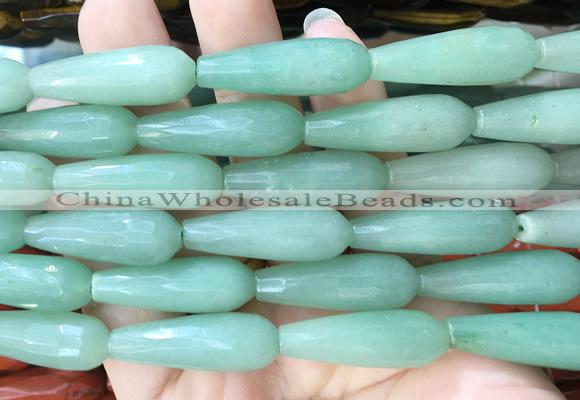 TRBS71 15 inches 10*30mm faceted teardrop green aventurine beads wholesale