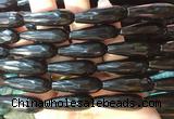 TRBS73 15 inches 10*30mm faceted teardrop black obsidian beads wholesale