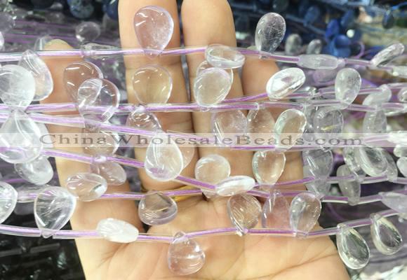 TRBS85 Top drilled 10*14mm flat teardrop amethyst gemstone beads