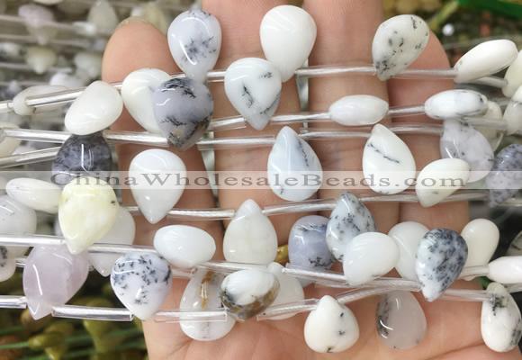 TRBS86 Top drilled 10*14mm flat teardrop tree opal gemstone beads