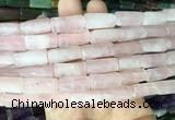 TWBS01 15 inches 9*20mm twist column rose quartz gemstone beads