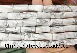 TWBS14 15 inches 9*20mm twist column white howlite gemstone beads