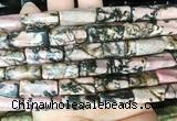 TWBS15 15 inches 9*20mm twist column black veined rhodonite gemstone beads