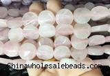 TWBS50 15 inches 16mm twist coin rose quartz beads wholesale