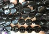 TWBS61 15 inches 16mm twist coin black obsidian beads wholesale