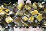 TWBS87 15 inches 16mm twist diamond yellow tiger eye beads wholesale