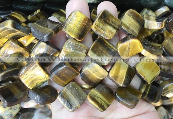 TWBS87 15 inches 16mm twist diamond yellow tiger eye beads wholesale